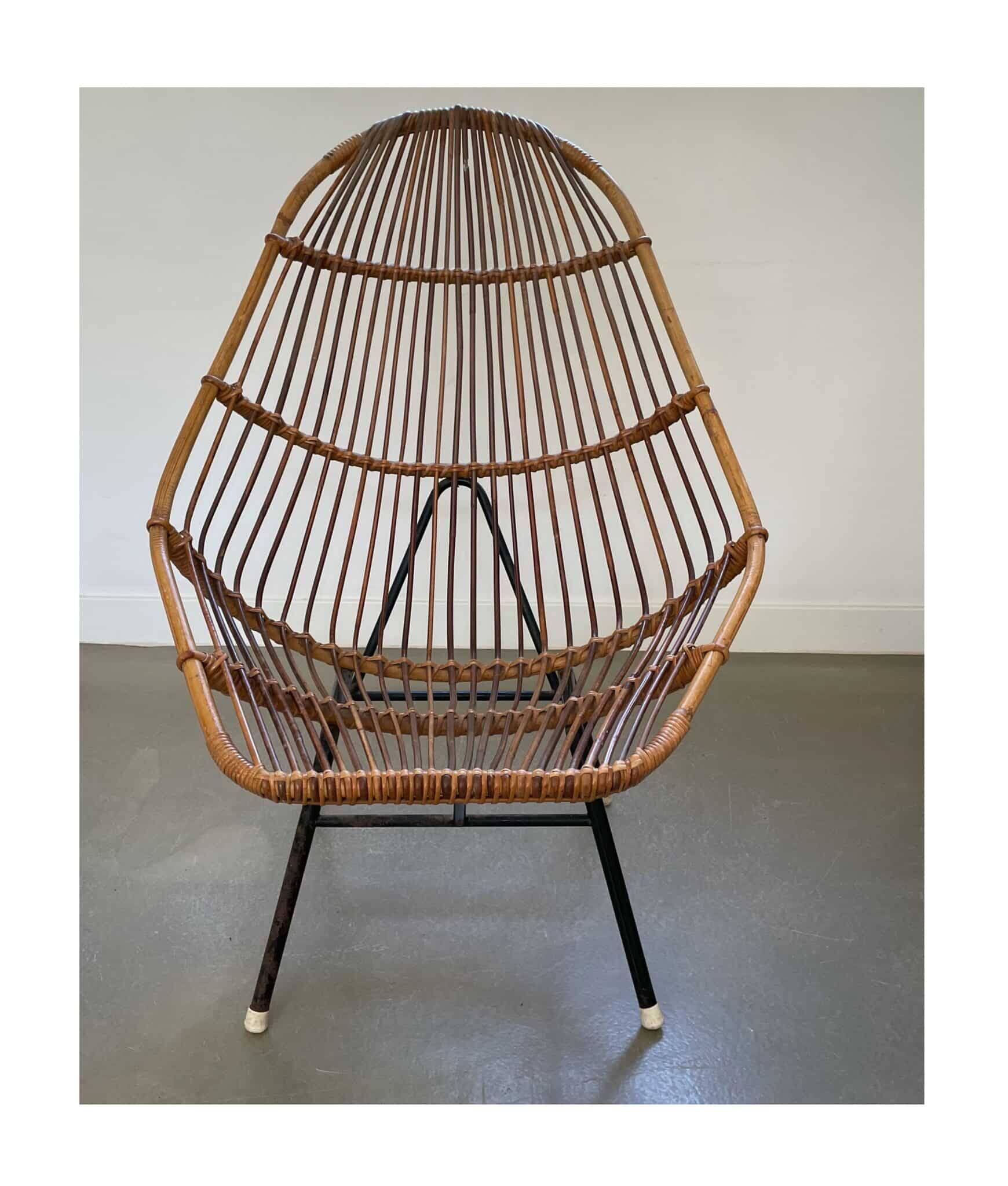 Rattan chair, vintage design, 1960s