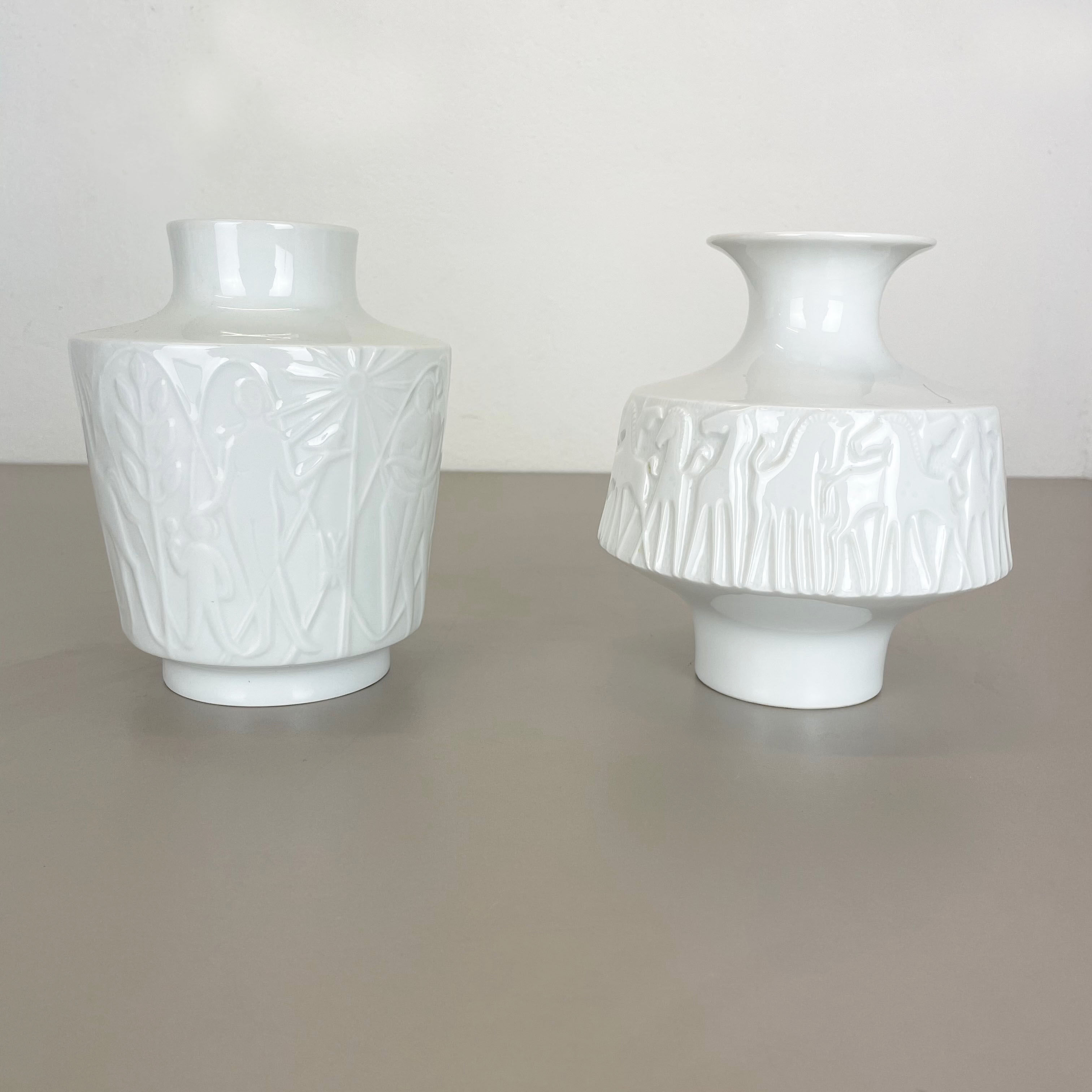 Set of 2 OP Art Biscuit Porcelain Vases by Edelstein Bavaria, Germany, 1970s