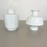 Set of 2 OP Art Biscuit Porcelain Vases by Edelstein Bavaria, Germany, 1970s