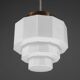 1930s English Art Deco Stepped Opaline Glass Pendant Lamp
