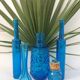 Blue chiseled glass decanter