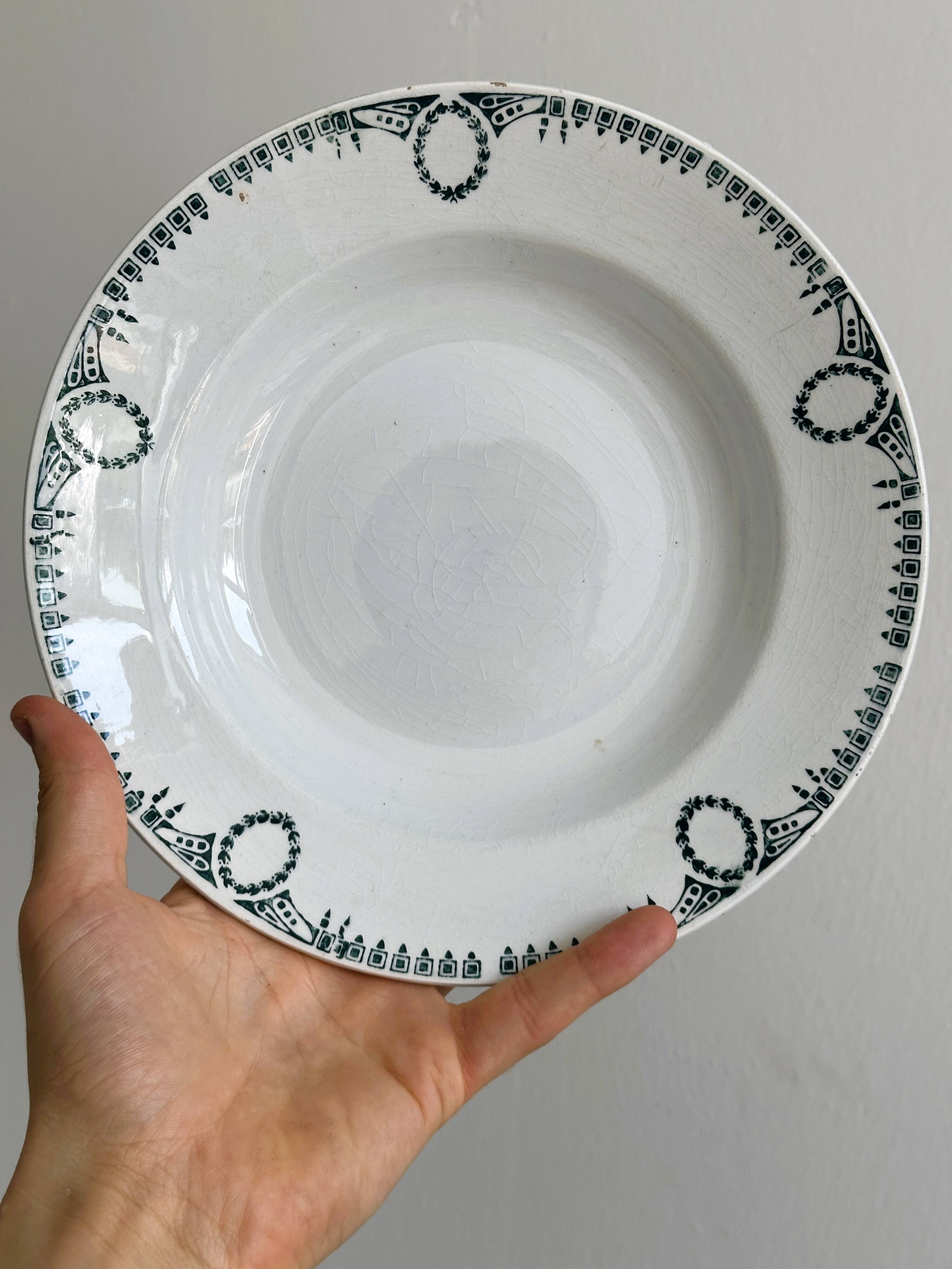 5 iron earthenware soup plates