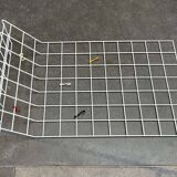 Minimalist white German mid-century coat rack with strings from the 1960s.