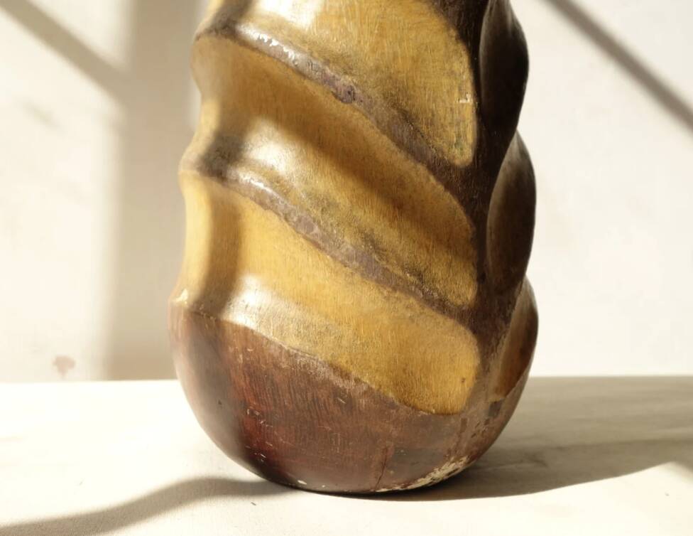 Handmade wooden African vase.