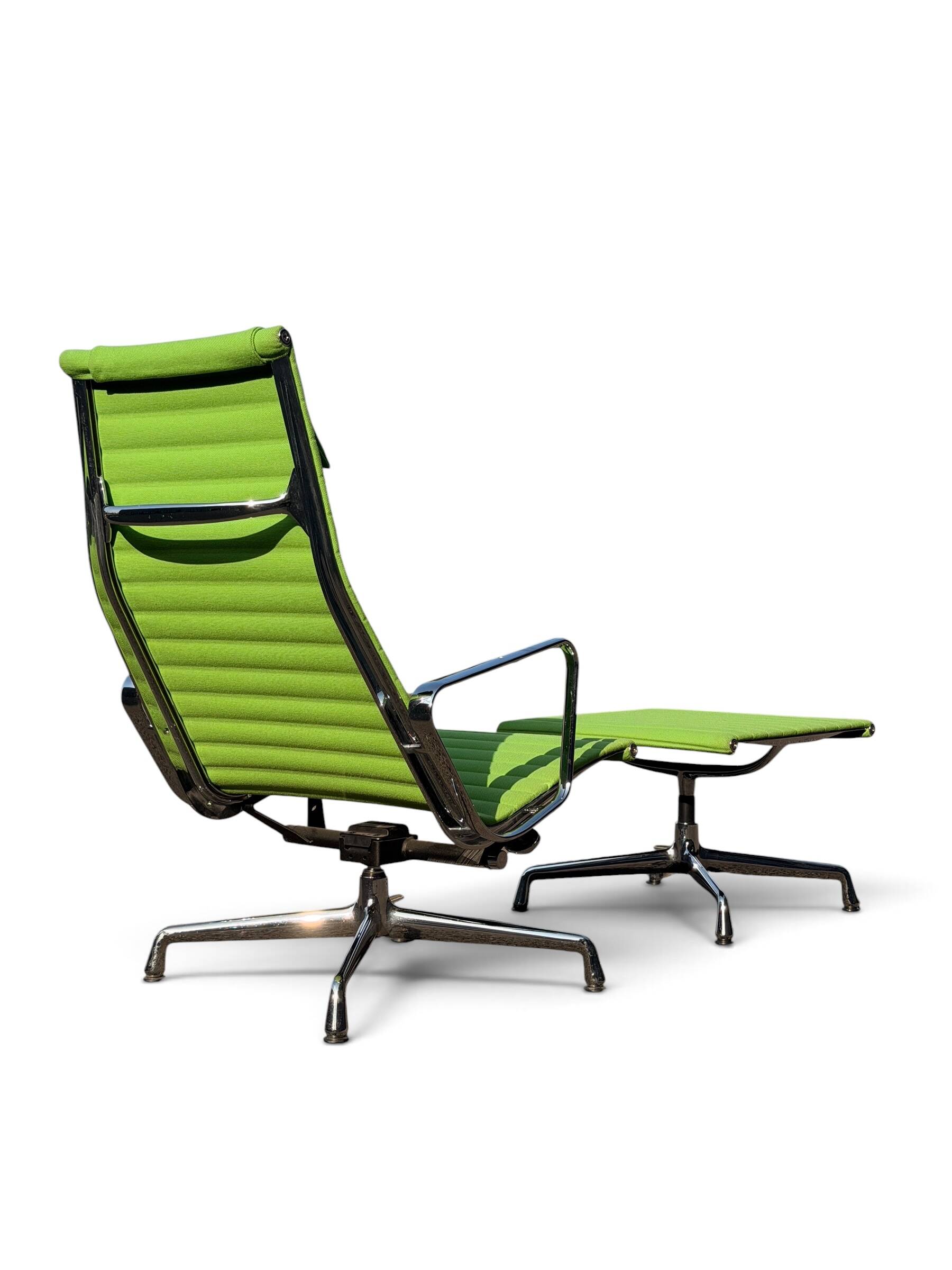 Eames EA 124 Armchair & EA 125 Ottoman for Vitra - Green Fabric