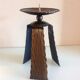 Brutalist candle holder tripod in golden metal / vintage 60s-70s