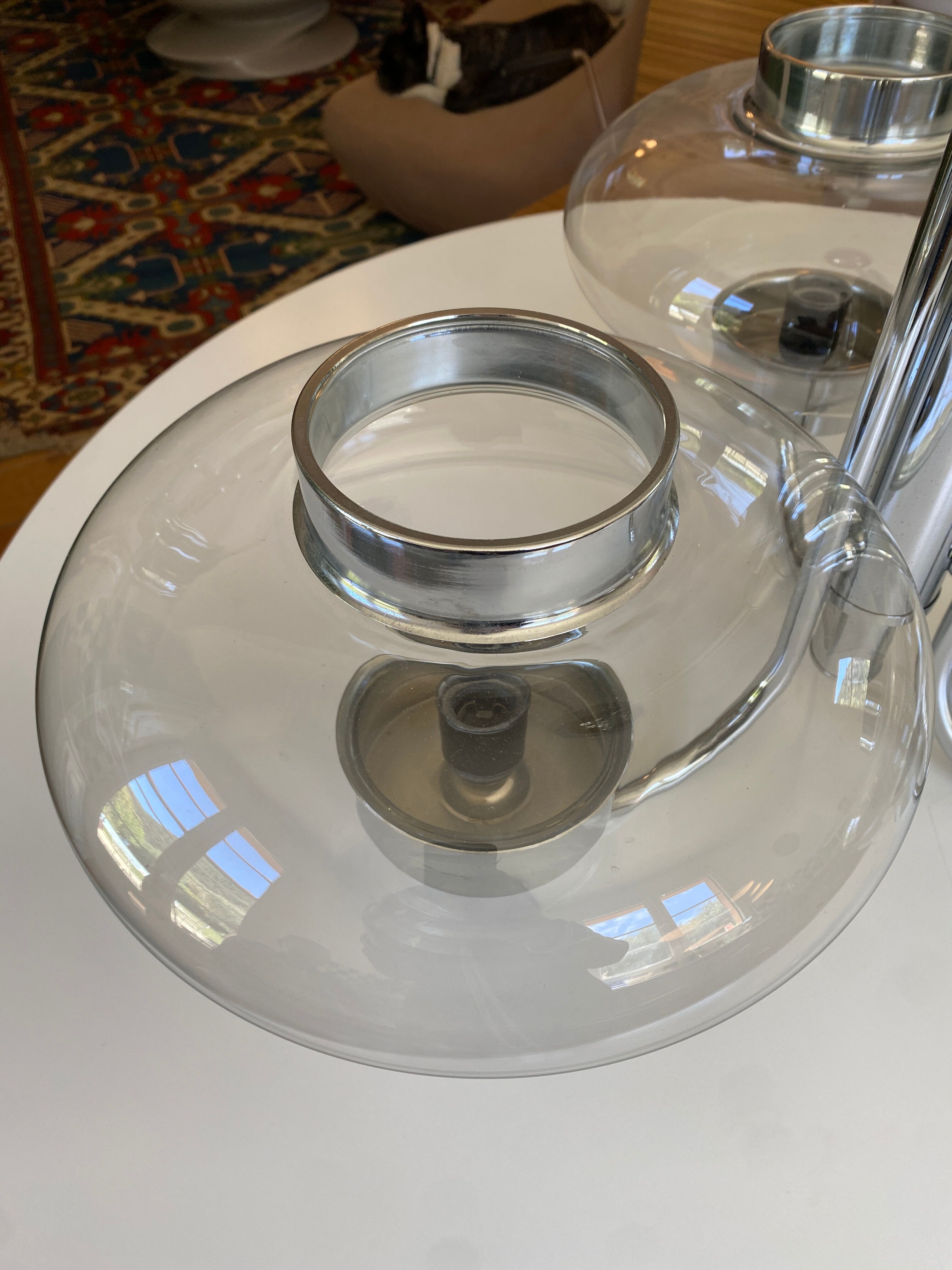 Large chrome metal Space Age chandelier