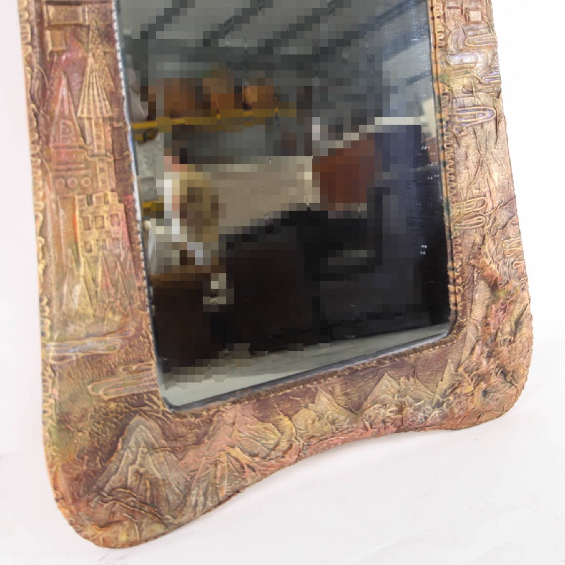 Grand miroir en cuir 