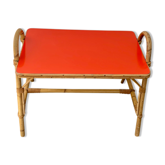 Table basse rotin vintage