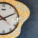 Vintage formica clock silent asymmetrical wall pendulum "DMS green orange"