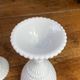 Footed glasses, white opaline chalices