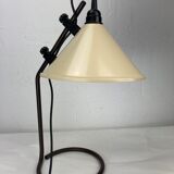 Brown metal "modernist" architectural desk lamp, Dutch 1970s