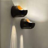 Pair of Brown Gedy Wall Lamps by Makio Hasuike 1970s Italian Design NOS