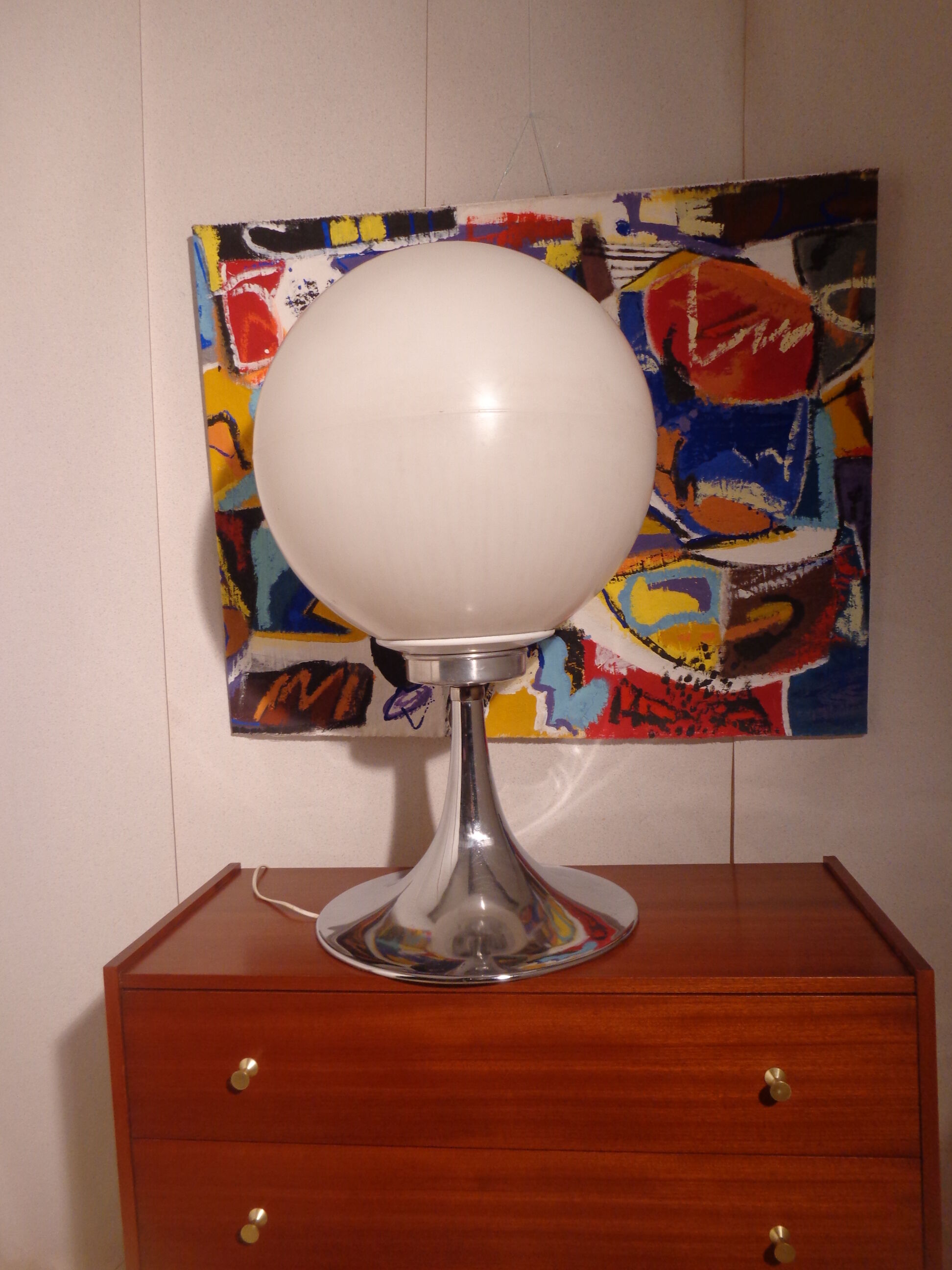 Lamp ball chrome foot tulip of the 1960s