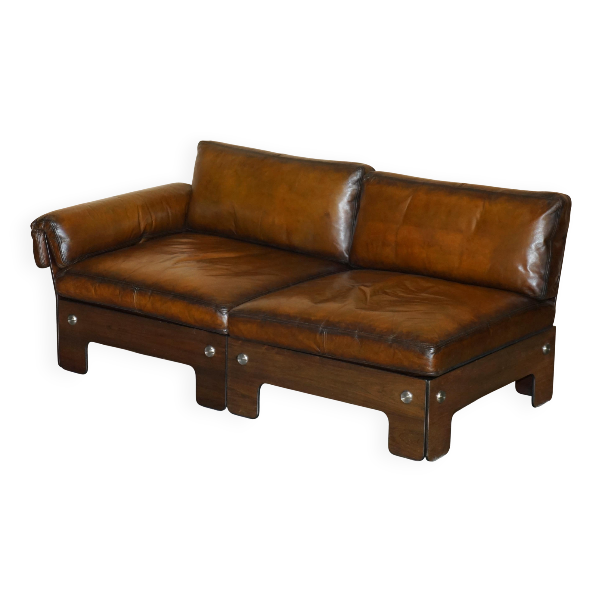 Sigurd Ressell for Vatne Mobler Leather Sofa Hardwood Art Deco