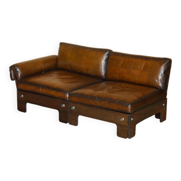 Sigurd Ressell for Vatne Mobler Leather Sofa Hardwood Art Deco