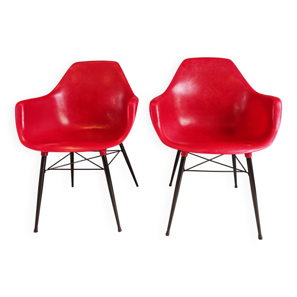Paire de fauteuils Space Age rouge 1970