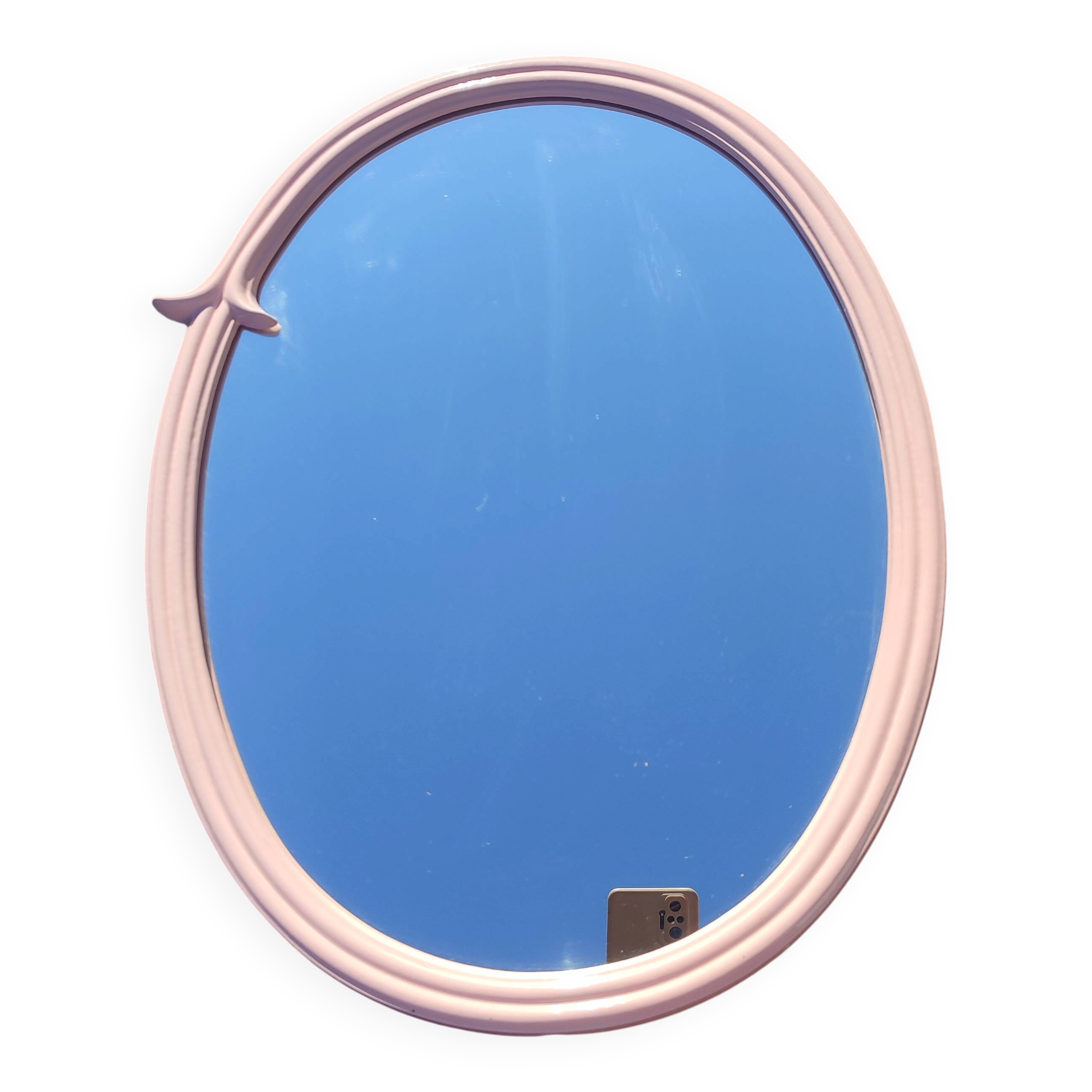 Vintage oval mirror pastel pink font Louis XVI Romantic Shabby style