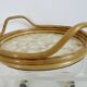 Plateau rond en bambou et nacre Capiz des Philippines, made in Italy, 1970