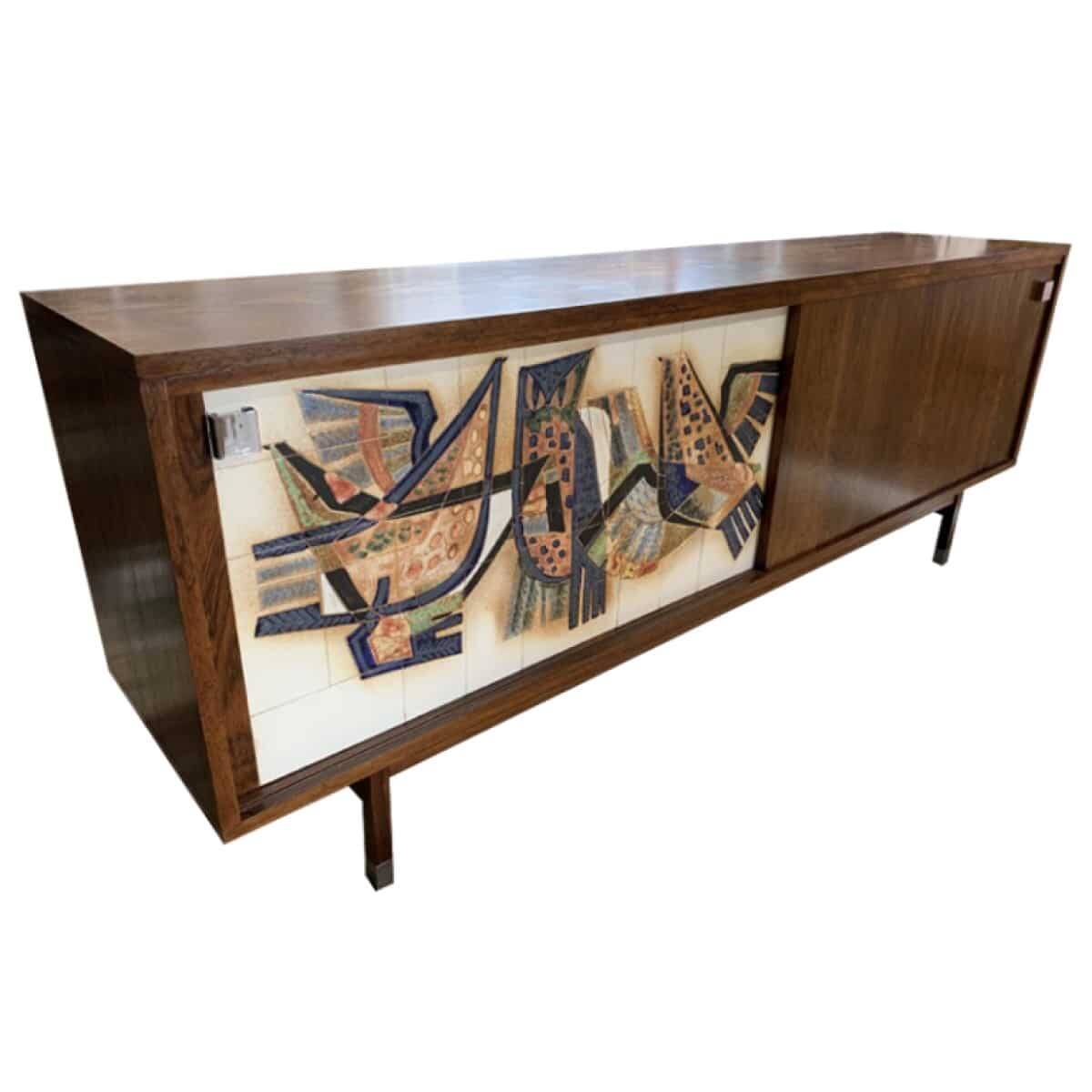 Wall panel, modernist ceramic signed Sinclair (from Hendrickx), 1950/60