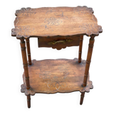 1930s Art Deco solid wood side table with drawer