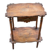 Table d'appoint art déco 1930 en bois massif avec tiroir