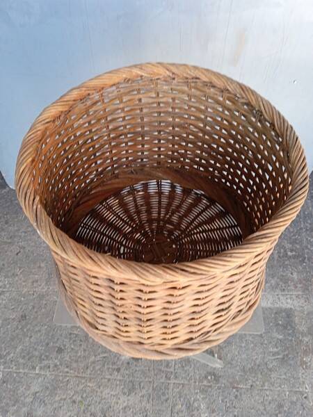Cache pot 43 cm panier rotin vintage ep 1960