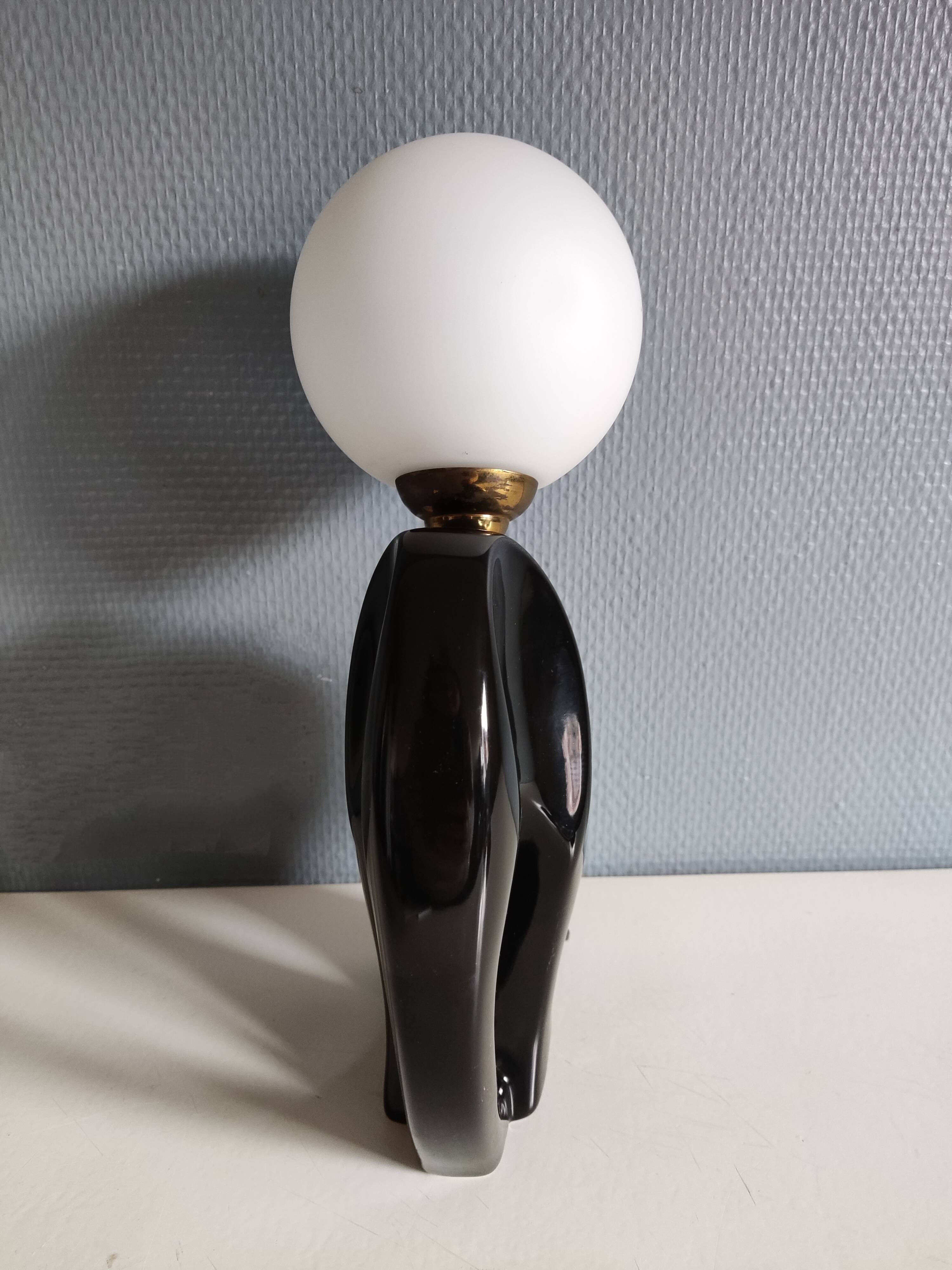 Ceramic lamp with opal globe