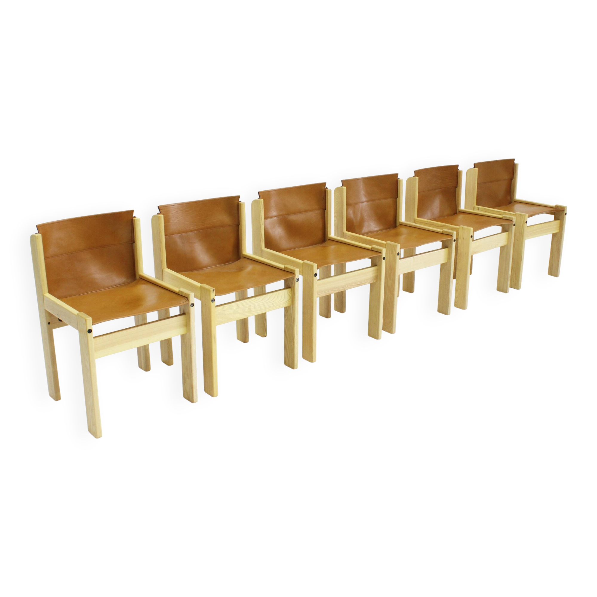 Ibisco cognac leather dining room chairs , set of 6