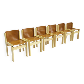 Ibisco cognac leather dining room chairs , set of 6
