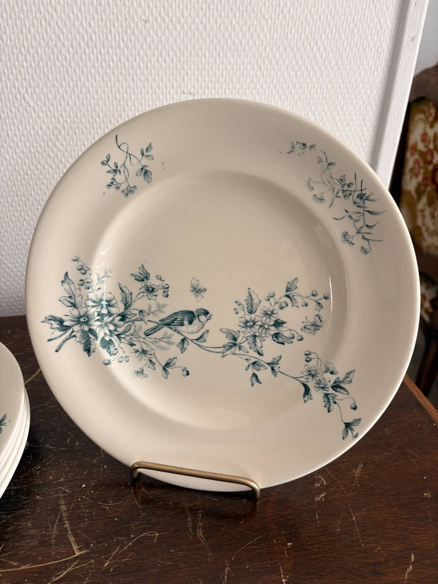 Lot 6 Plate Plates Faience Longwy Model Mignon