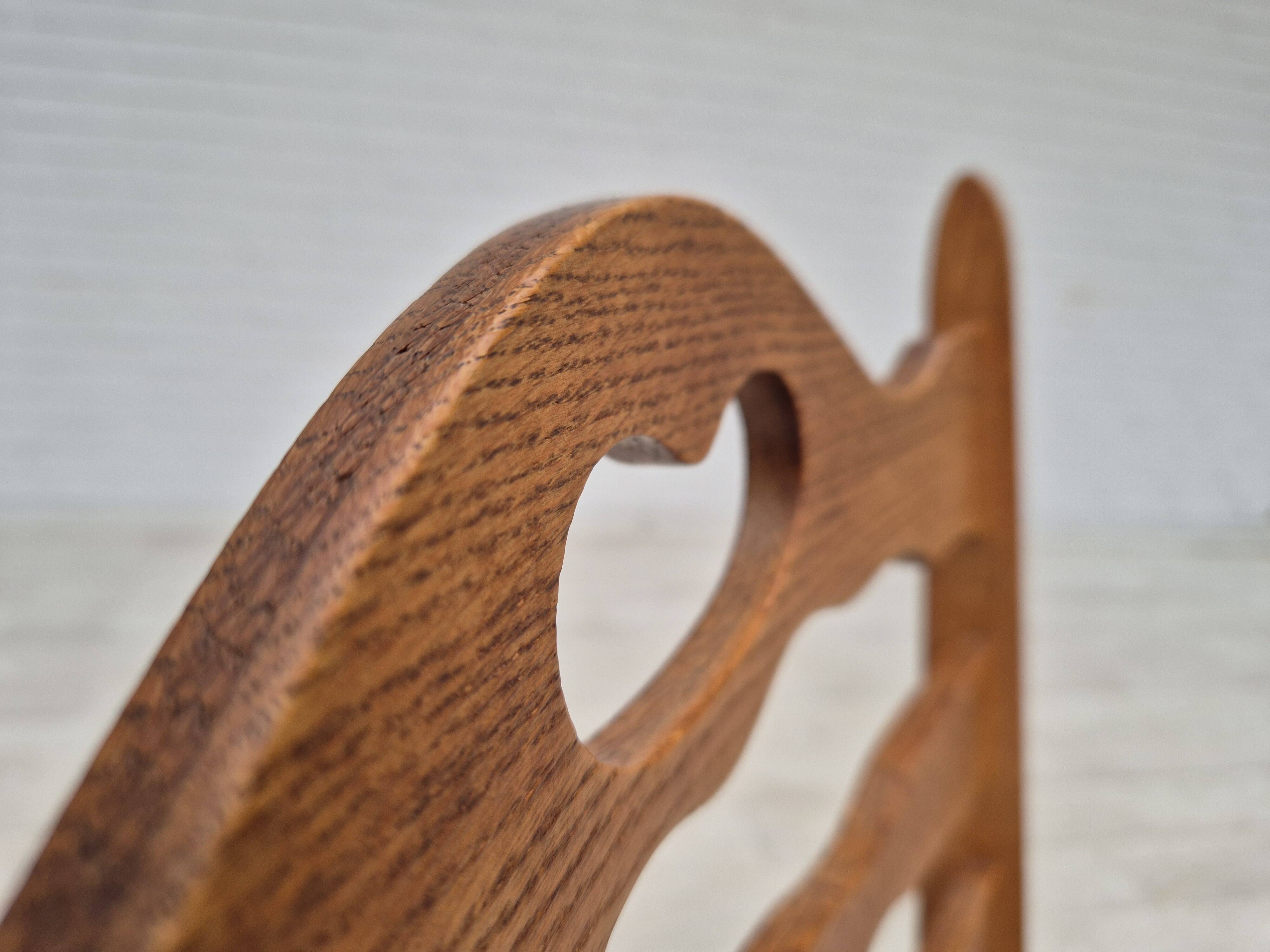 1970s, set of 6 Danish dining chairs, original condition, oak wood, furniture wool.