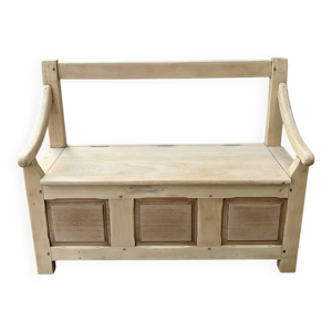 banc coffre en bois brut