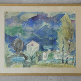 Frideborg Bryth, Aquarelle, 1950, Encadrée