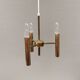 Chandelier with 3 light sources, made of metal and brass. 1960-70s