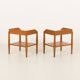 Pair of mid century minimalist nightstands, bedside tables in solid teak