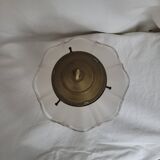 Suspended lantern in moulded glass and brass – 50's vintage light fixture