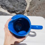 Blue ceramic belly pitcher