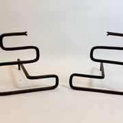 Paire de chenets à serpent en fer forgé, Italie, années 1950
