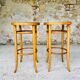 Paire de tabourets de bar vintage , bois cintré et cannage