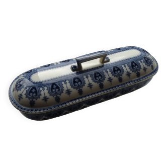 Boite porte peigne / brosse à dent faience U & C Sarreguemines modèle Calcutta