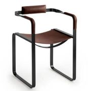 Paire de fauteuils Wanderlust marron avec éléments en métal noir