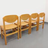 Set of 4 minimalist vintage beechwood chairs from the 80s