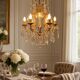 Large Gilded Florentine Tole and Crystal Chandelier, 1950s
