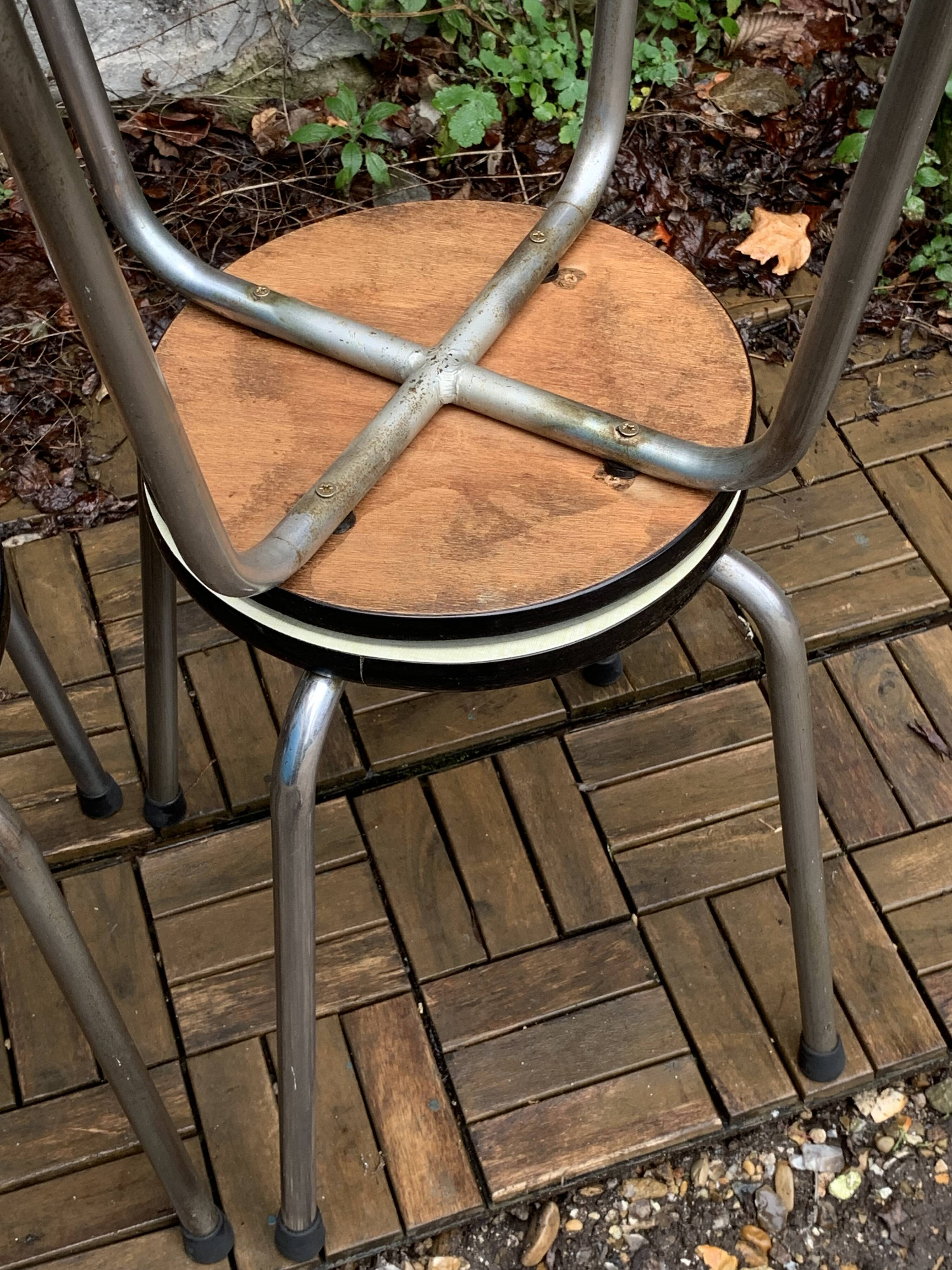 Vintage stackable stools Formica beige 1960