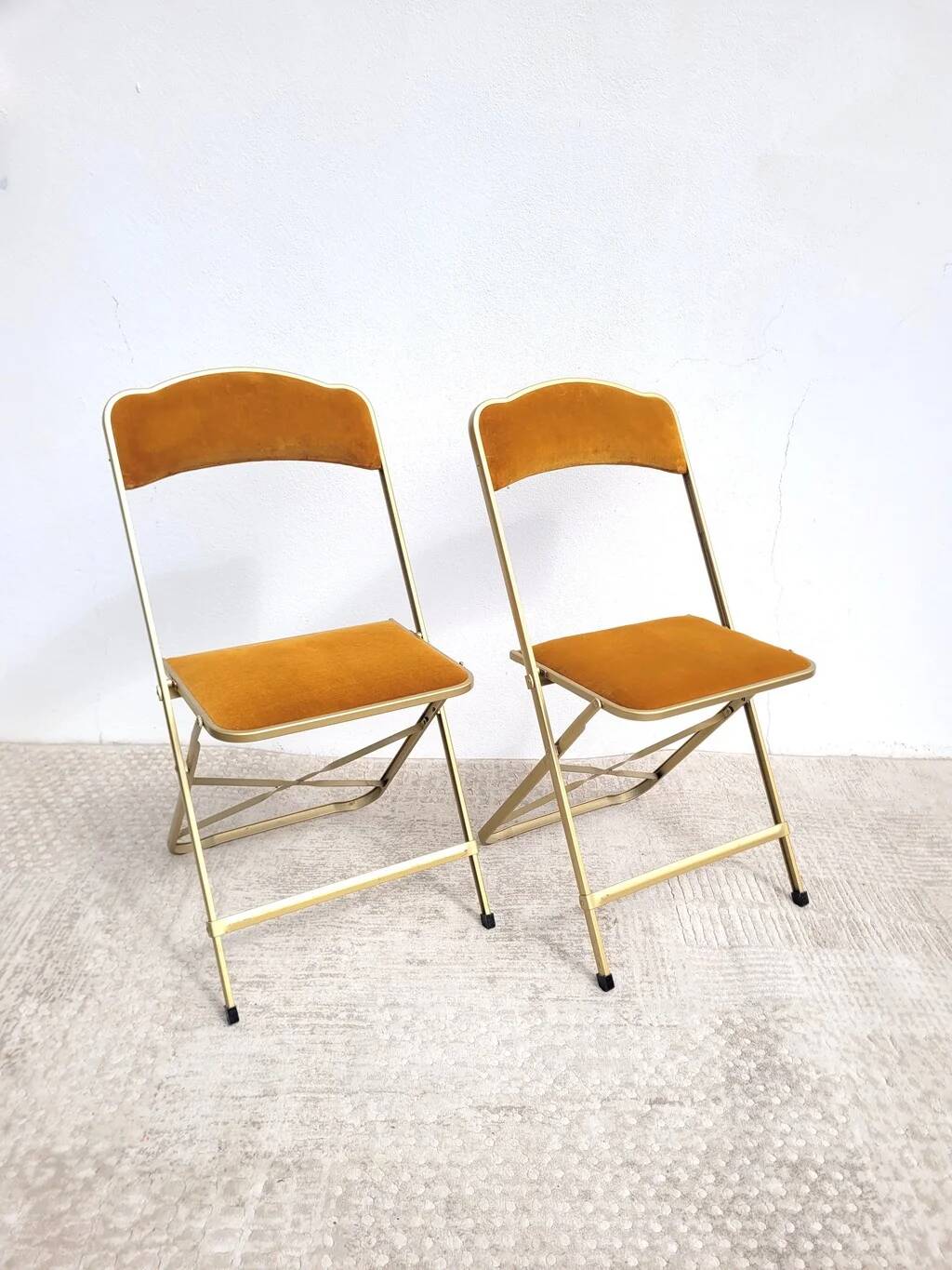 Pair of vintage mustard Opera chairs from the 70s.