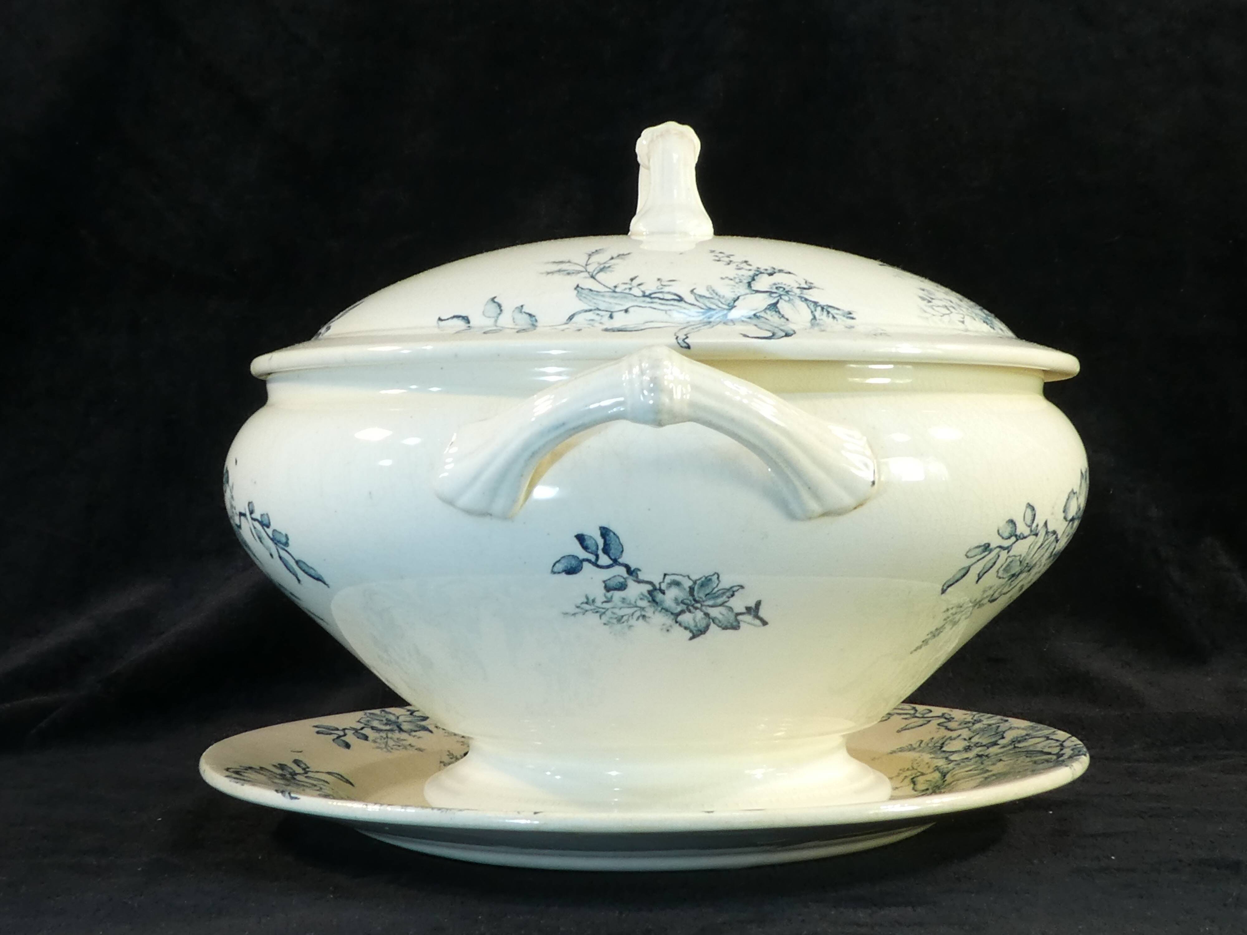 Soupiere in faience salins-les-bains floral decoration around 1900