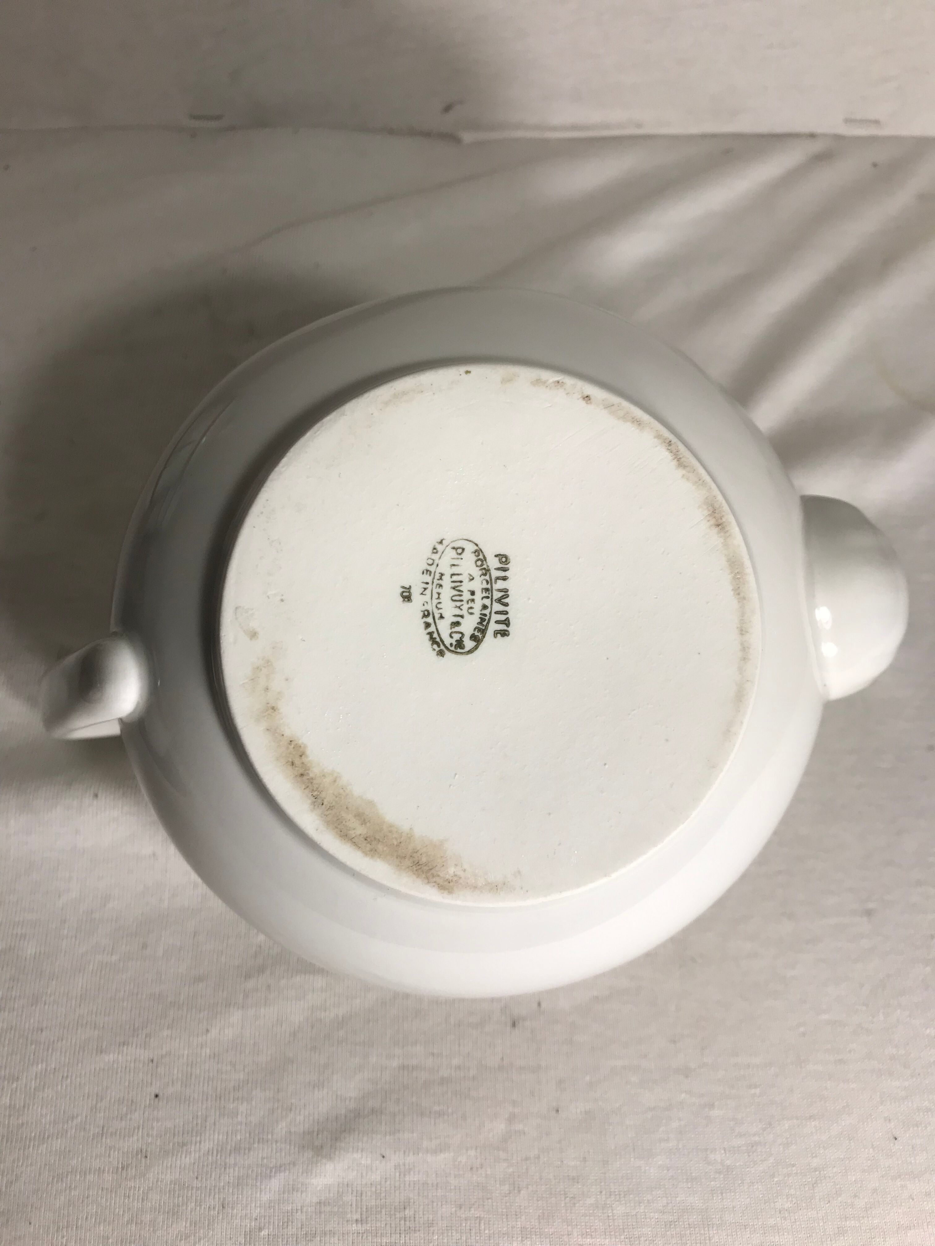 Teapot Pillivuyt and 4 vintage ceramic cups