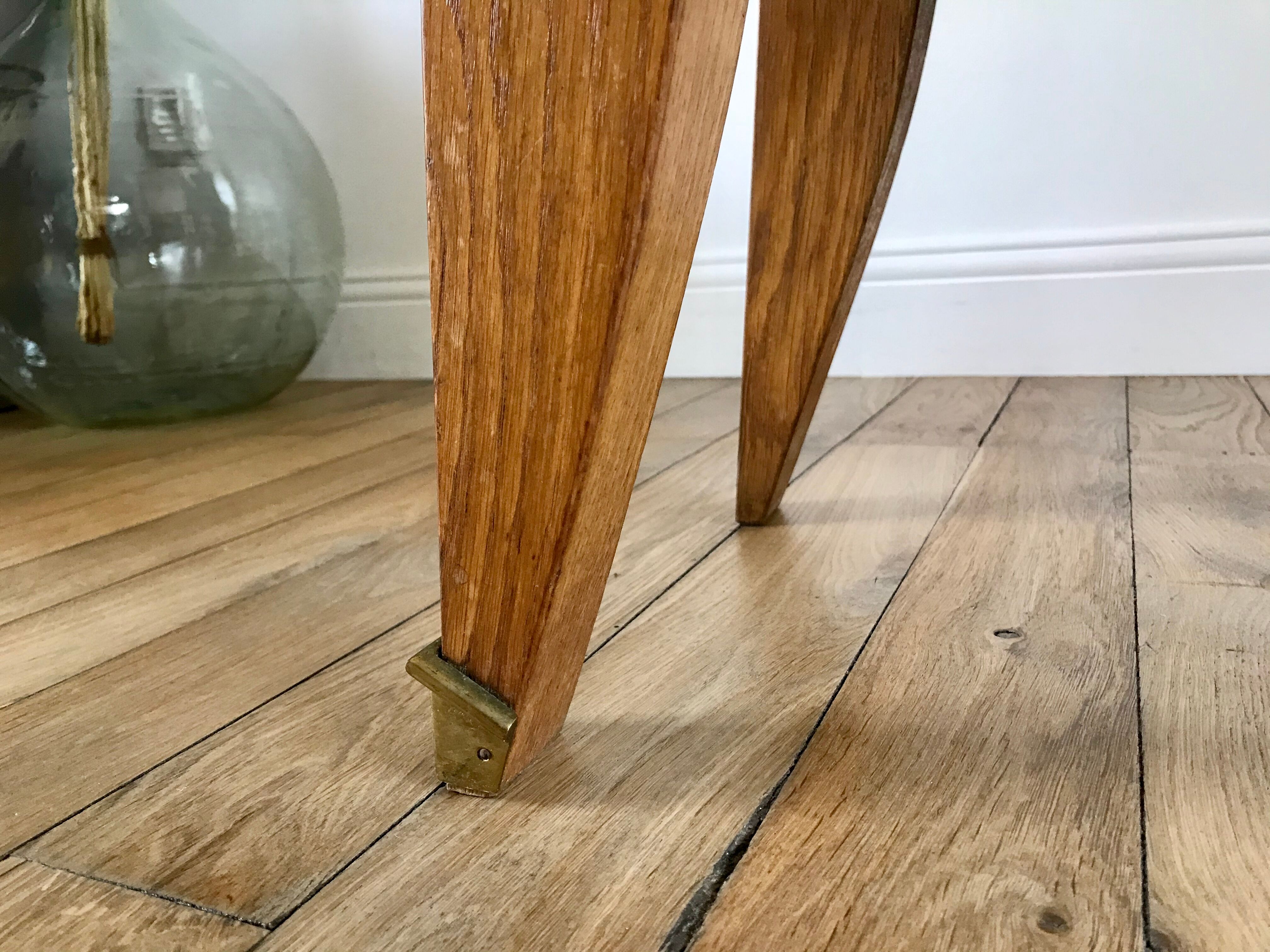 Bedside table in oak and brass 50s