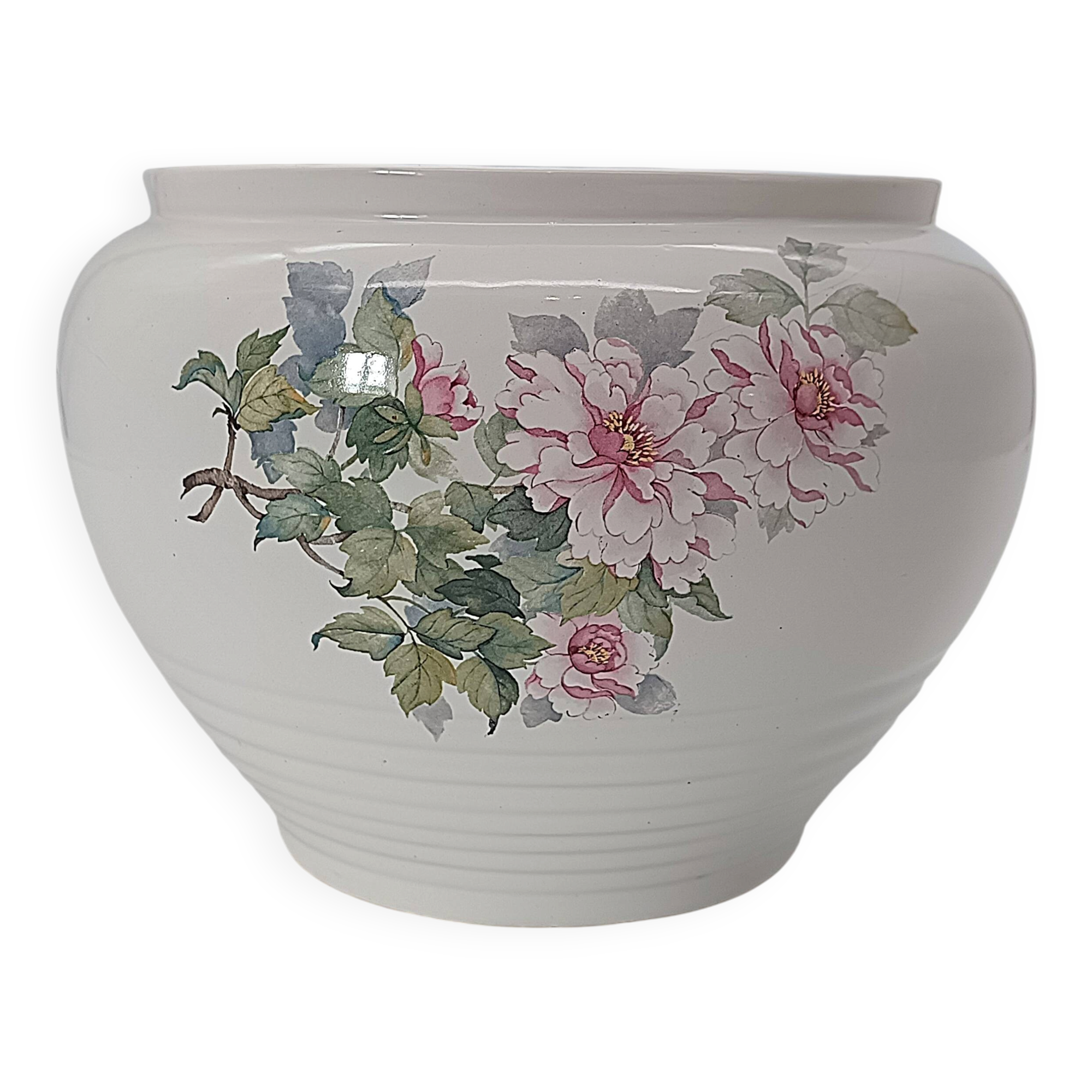 Vintage Ceramic Cache-Pot Bouc-Cérame France – Peony Decor